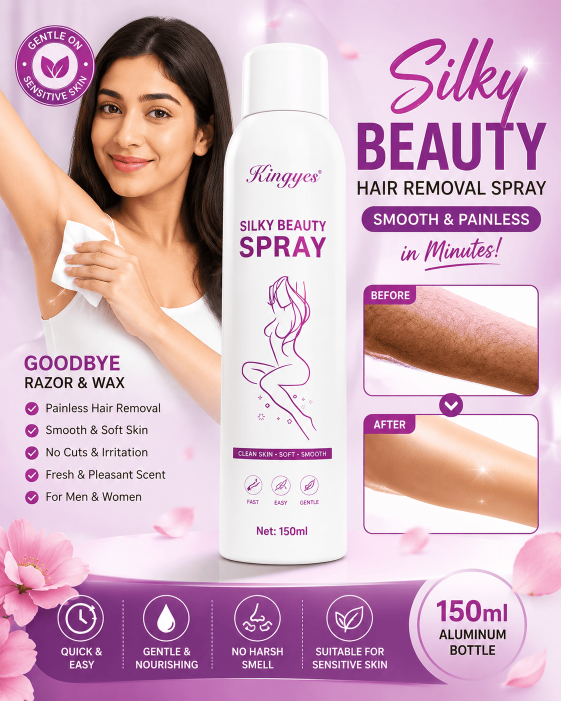 Silky Beauty Hair Removal Spray – Smooth & Painless Skin