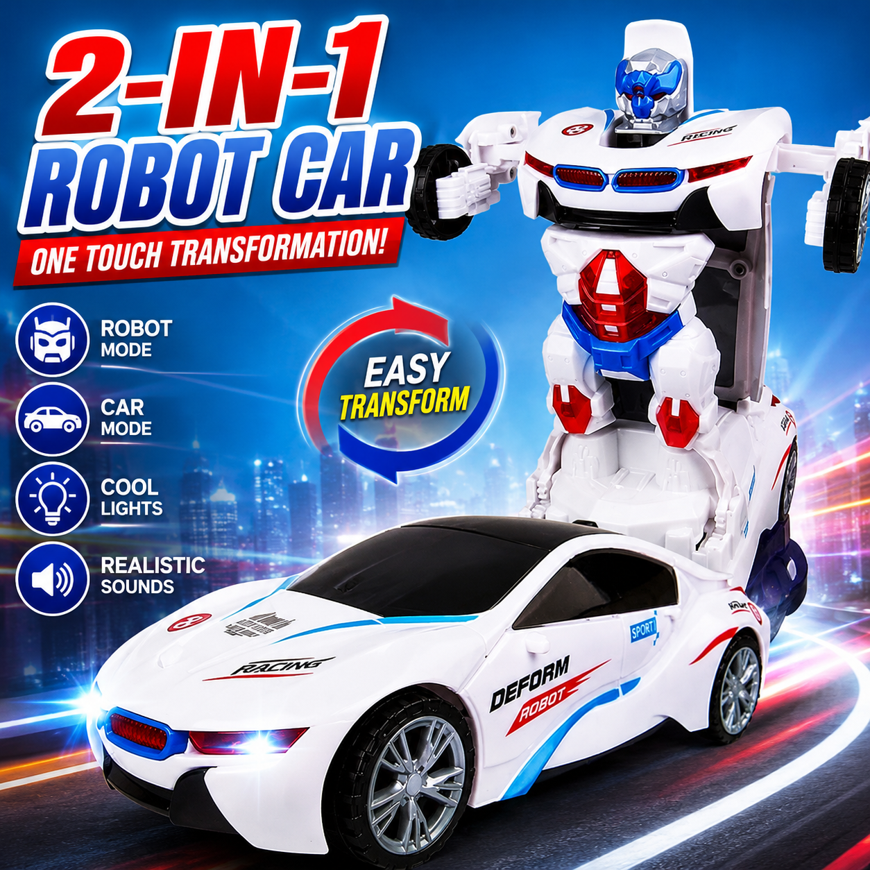 2-in-1 Robot Deform Car Toy – Transforming Robot Car