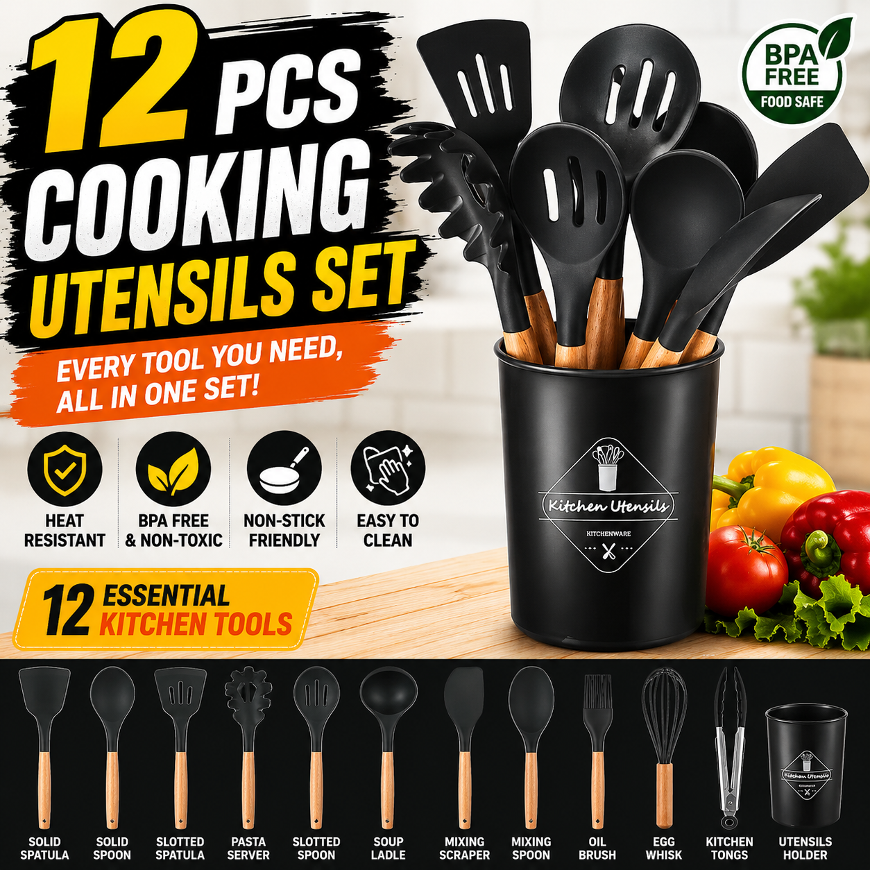 12-Piece Silicone Kitchen Utensil Set