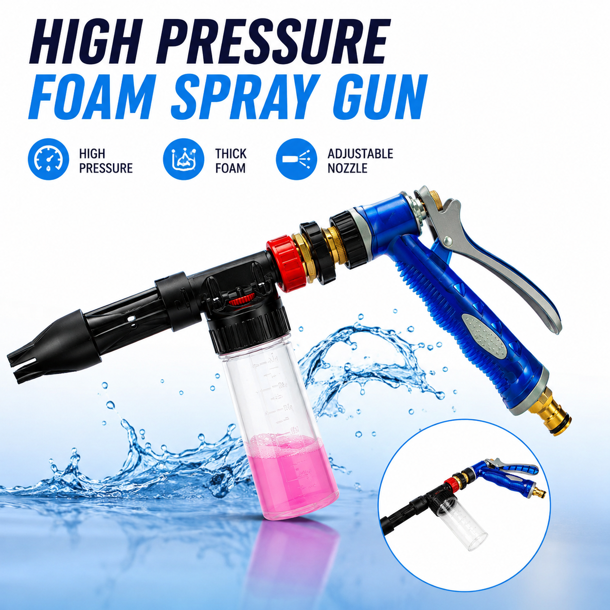 High Pressure Foam Car Wash Gun with Soap Dispenser