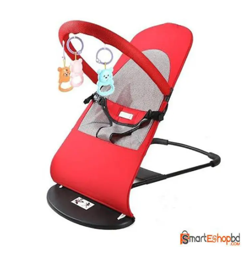 Foldable Baby Bouncer Chair with Toy Bar & Safety Harness